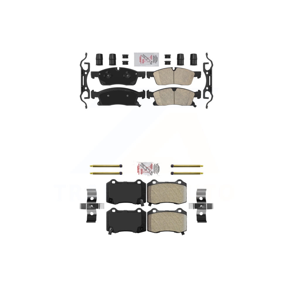 AmeriBRAKES Front Ceramic Rear SemiMetallic Disc Brake Pads Kit For 2018 Jeep Grand Cherokee