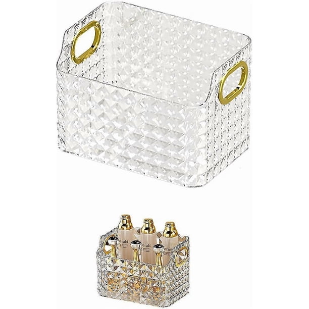 Cosmetic Organizer, Transparent Diamond Crystal Cosmetic Organizer, Skin Care Organizer, For Dresser Decoration, Bathroom Countertop (White)