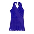 thumbnail image 3 of iiniim Girls Sleeveless Latin Dance Ballroom Rhinestones Tassels Fringed Leotard Dress Blue 16, 3 of 7