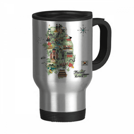 

landmarks in South Korea Travel Mug Flip Lid Stainless Steel Cup Car Tumbler Thermos