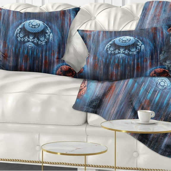 Designart Blue World of Infinite Universe - Abstract Throw Pillow - 12x20