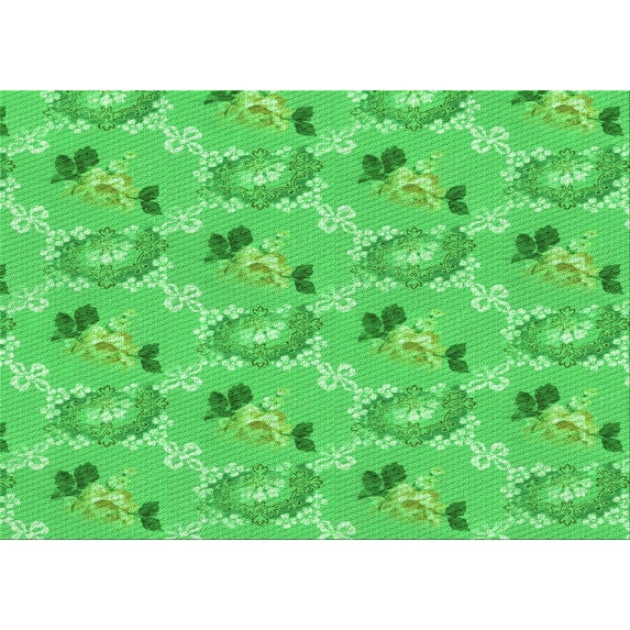 Ahgly Company Machine Washable Indoor Rectangle Transitional Neon Green Area Rugs, 2' x 5'