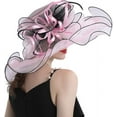thumbnail image 3 of Women Sun Hat Wide Brim Floral Elegant Summer Hat Lady Fascinator Hat, 3 of 4