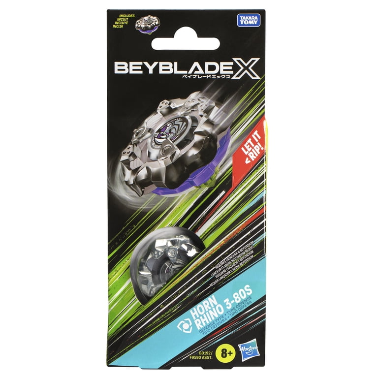 Beyblade, Horn Rhino 3-80S Booster Pack Set, Defense Type Battling