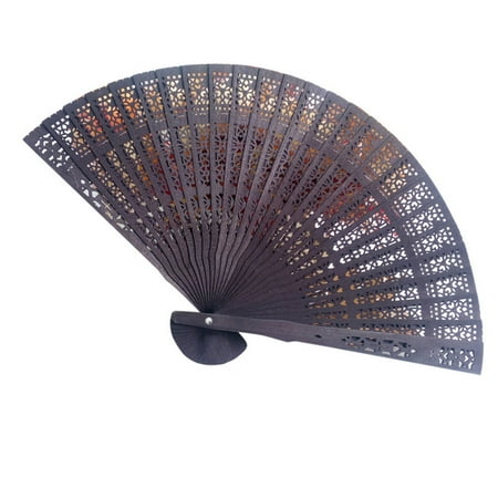 

ionze Home Decor Wedding Hand Fragrant Party Carved Bamboo Folding Fan Chinese Wooden Home Accessories （D）