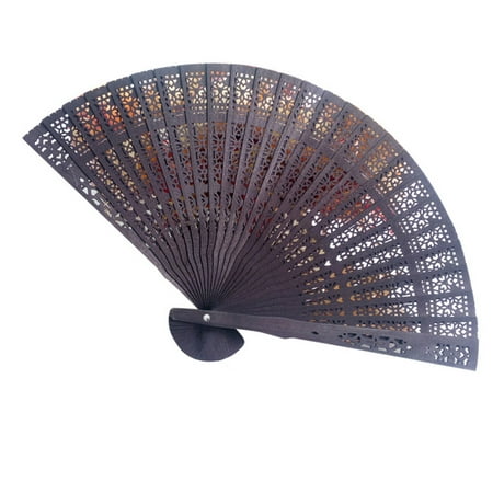 

iOPQO Paper Fans set Wedding Hand Fragrant Party Carved Bamboo Folding Fan Chinese Wooden