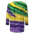 thumbnail image 4 of YOIAVAIOY Women Mardi Gras T Shirt 3/4 Sleeve Mask Graphic Tops Round Neck Casual Holiday Party Loose Fit Outfit Purple L, 4 of 5