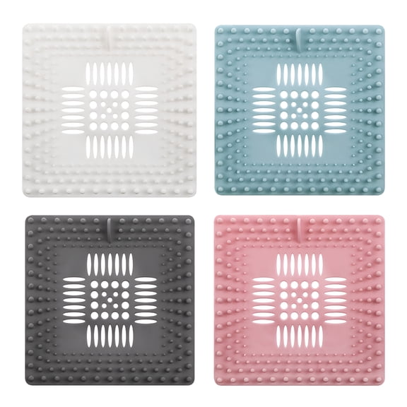ACDANC 4Pcs Shower Drain Hair Catcher Square Plastic Sink Strainer Anti-Clog Bath Tub&Kitchen Filter Trap Prevent Clogged Pipes Hair Guard