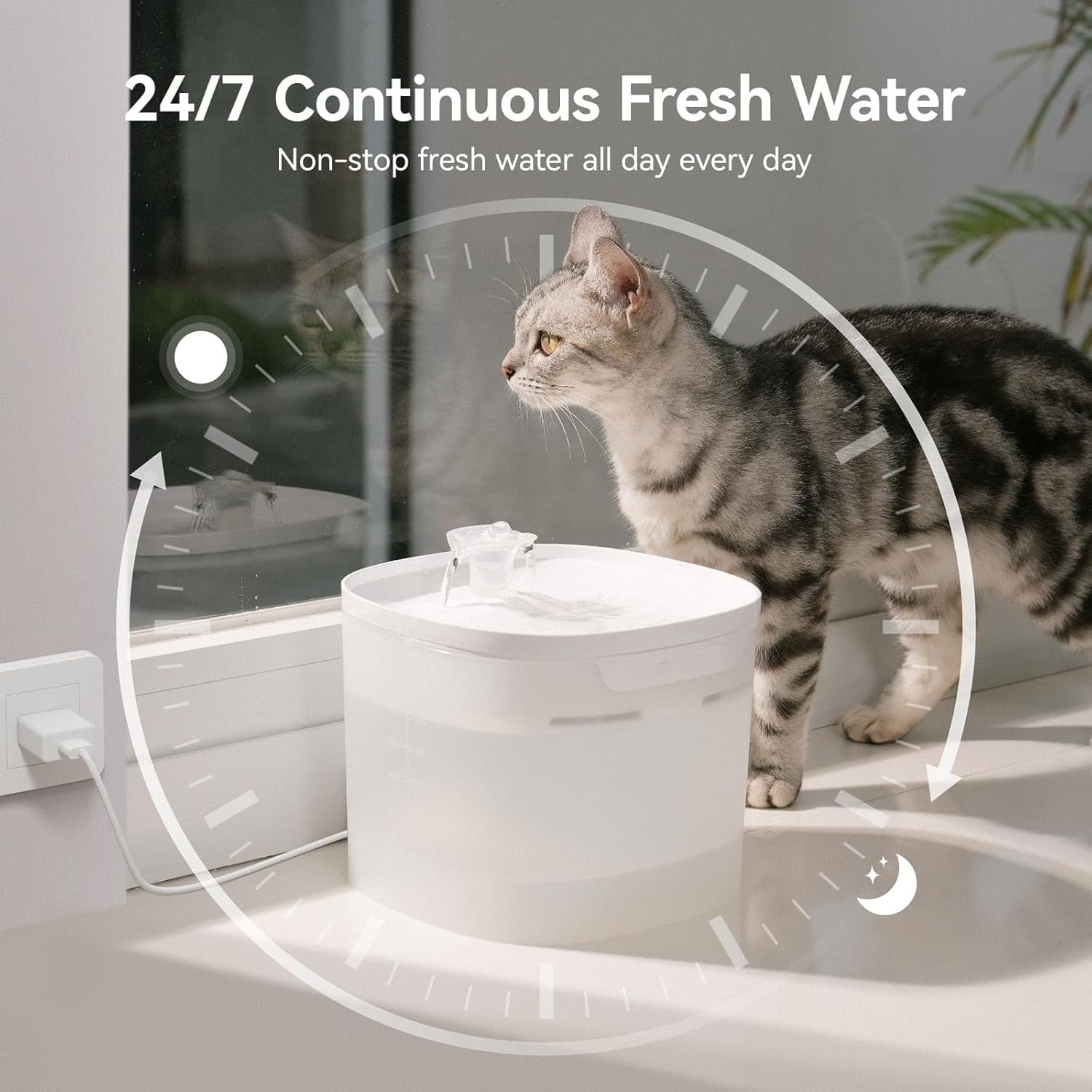 Cat Fountain for Drinking, MagDrive™ Technology, Continuous Flow Mode