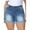 Royal Blue-120, variant on Gocolloa Womens Plus Size Jean Shorts Stretchy High Waisted Distressed Fold Hem Denim Shorts Dark Blue 24W