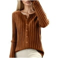 thumbnail image 2 of Lixiuxyad Womens Open Front Cardigan Casual Slim Fit Cardigan Long Sleeve Soft Solid Color Knit Sweater With Round Neck For Everyday Comfort And Style,Brown, 2 of 6
