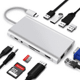 thumbnail image 2 of Type-c Docking Station 11 In One with Hdmi Network Card Multi-in-one Converter Usb Hub Expansion Dock for MacBook SILVER, 2 of 8