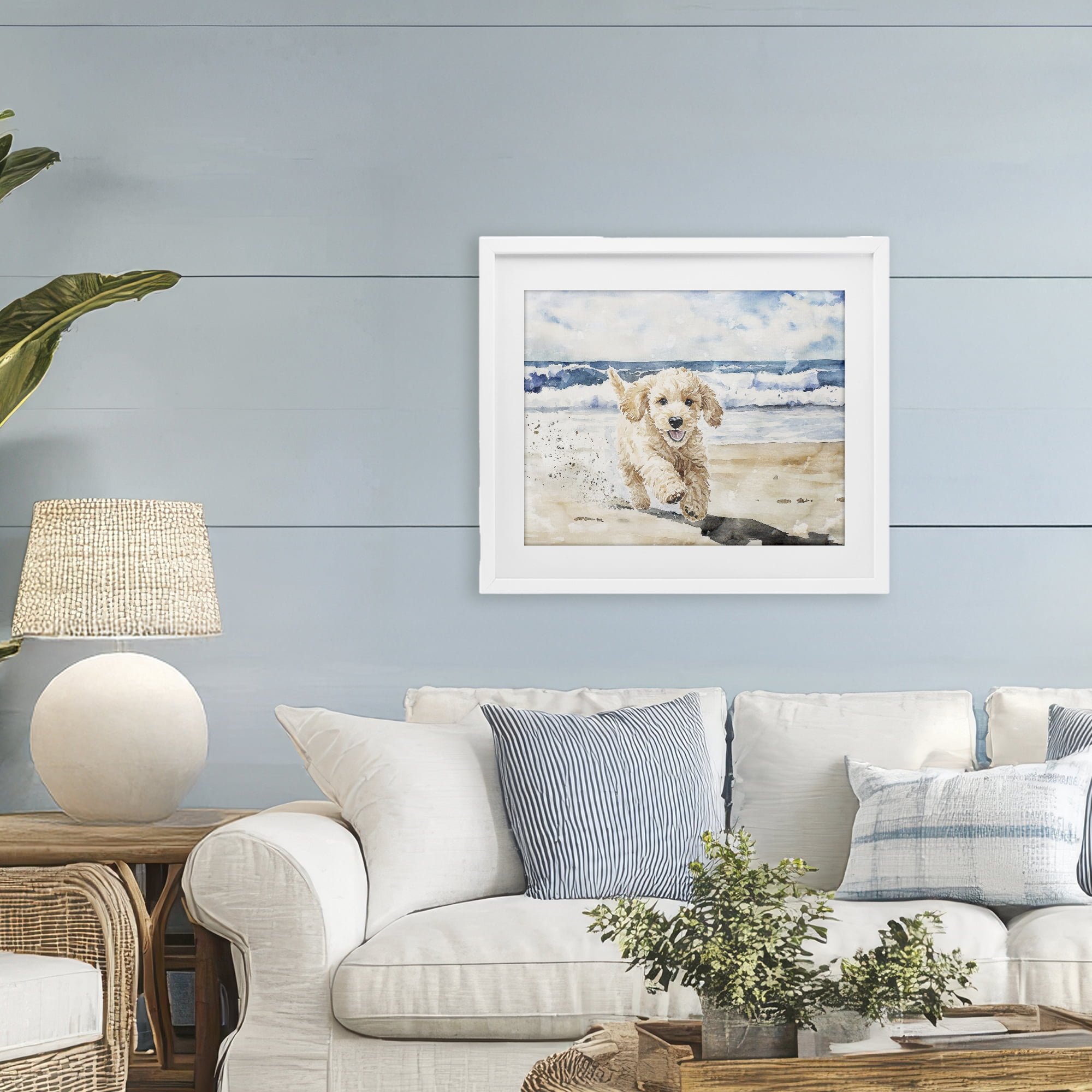 Stupell Industries Ocean's Best Friend Pup White Framed Print Under Glass, design by Svetlana Aleynikova