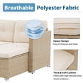 thumbnail image 6 of JOIVI 3 Pieces Patio Conversation Set, PE Wicker Rattan Outdoor Furniture Set, 2 Ways Small Sectional Sofa with Cushions, Tempered Glass Coffee Table, Creamy White, 6 of 8