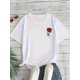 thumbnail image 2 of Floral Embroidered T-Shirt for Women, Casual Crew Neck Short Sleeve Top, Knit Fabric with Slight Stretch, for All Season Wear, 2 of 5