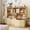 Natural B, variant on Toy Storage Organizer with Movable Drawers, Kids Bookshelf with Hidden Wheels and 5 Open Cubbies, Multifunctional Storage Cabinet Chest for Playroom