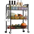 thumbnail image 3 of 5-Tier Rolling Kitchen Cart with Baskets, Stackable Wire Storage Organizer, Movable for Pantry, Bathroom, Laundry, No Tools Assembly, 3 of 8