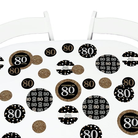 - Adult 80th Birthday - Gold - Birthday Party Table Confetti Set - 27 Count