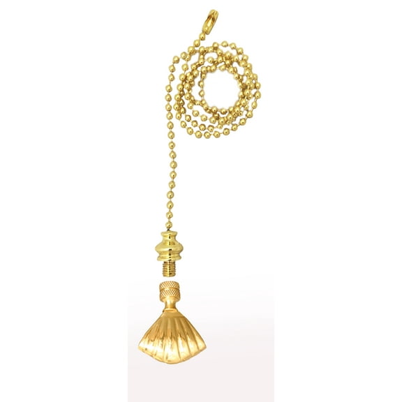 Royal Designs Fan Pull Chain with Seashell Finial – Polished Brass