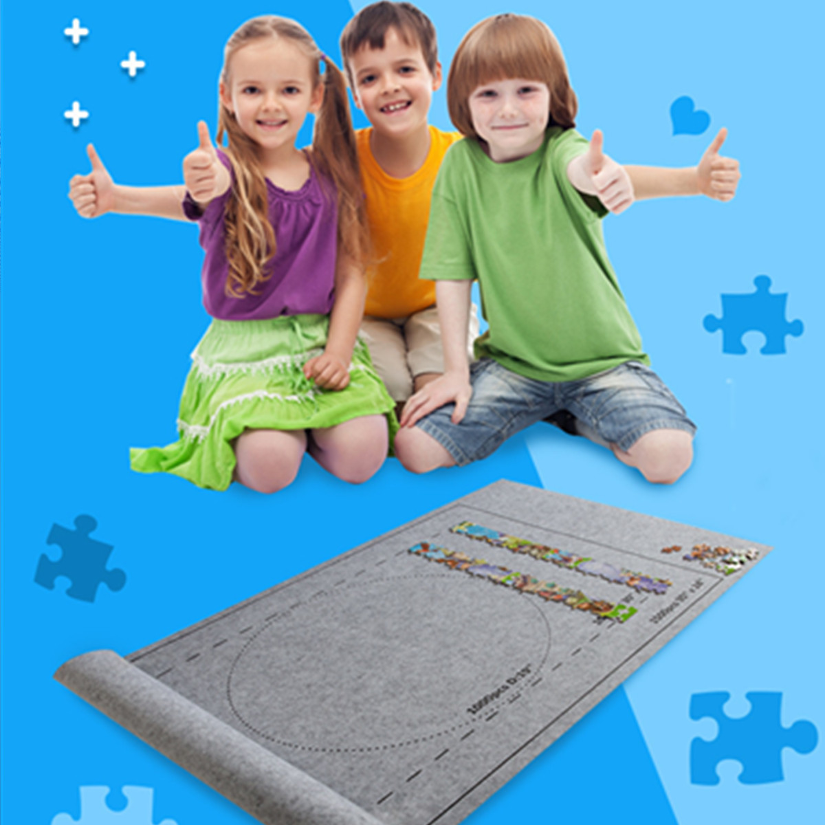 Jusqu/à 1500 Pi/èces Accessoire De Jeu pour Enfants Portable Puzzle Storage Mat Jigsaw Roll Felt Mat HITECHLIFE Jigsaw Puzzle Mat Roll Up Grande Capacit/é