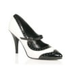 Womens Mary Jane Pumps 4 Inch Heels Dress Spectator Shoes Black White Patent