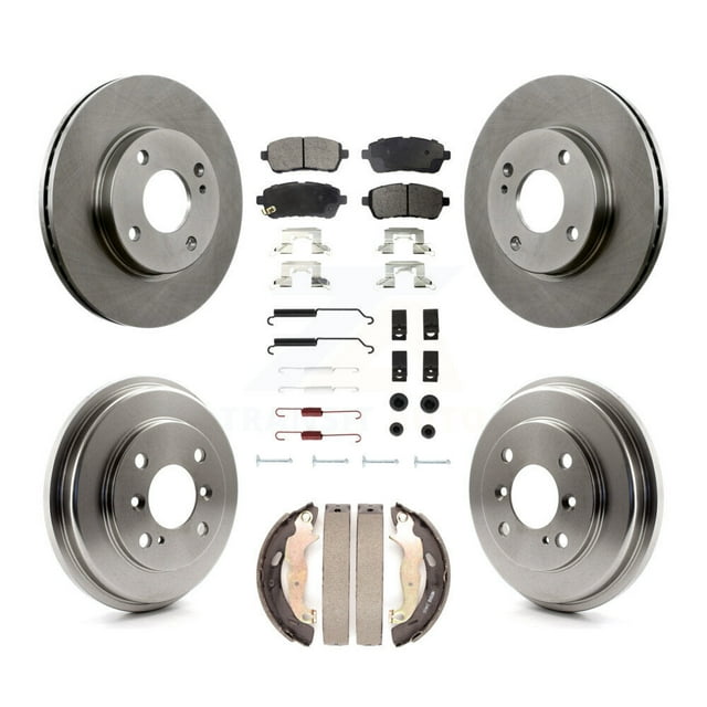 Transit Auto Front Rear Disc Brake Rotors Semi-Metallic Pads and Drum Kit (7Pc) for Car Ford Fiesta K8F-102040