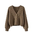 thumbnail image 2 of Vmvidoty 2026 Cardigan Sweaters for Women Spring Fashion 2026 V Neck Long Sleeve Chunky Cable Knit Sweater Button Outwear Khaki Free Size, 2 of 5