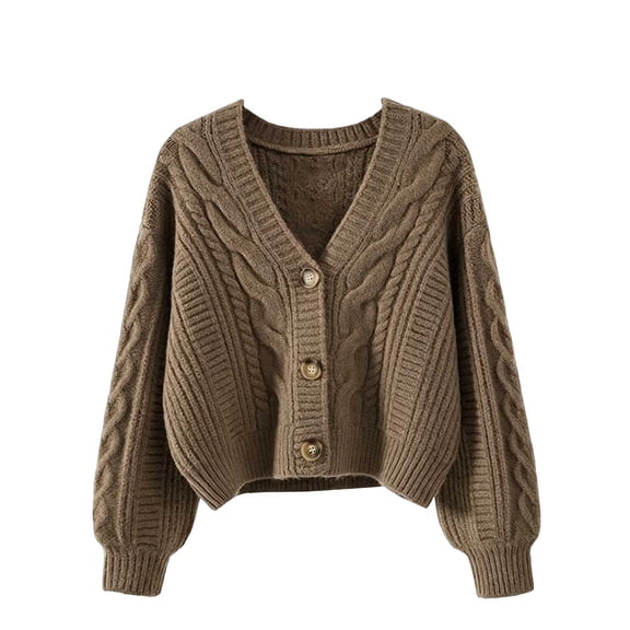 Admvng Women's Cropped Cardigan V Neck Knit Button Down Soft Short Sweater Jacket