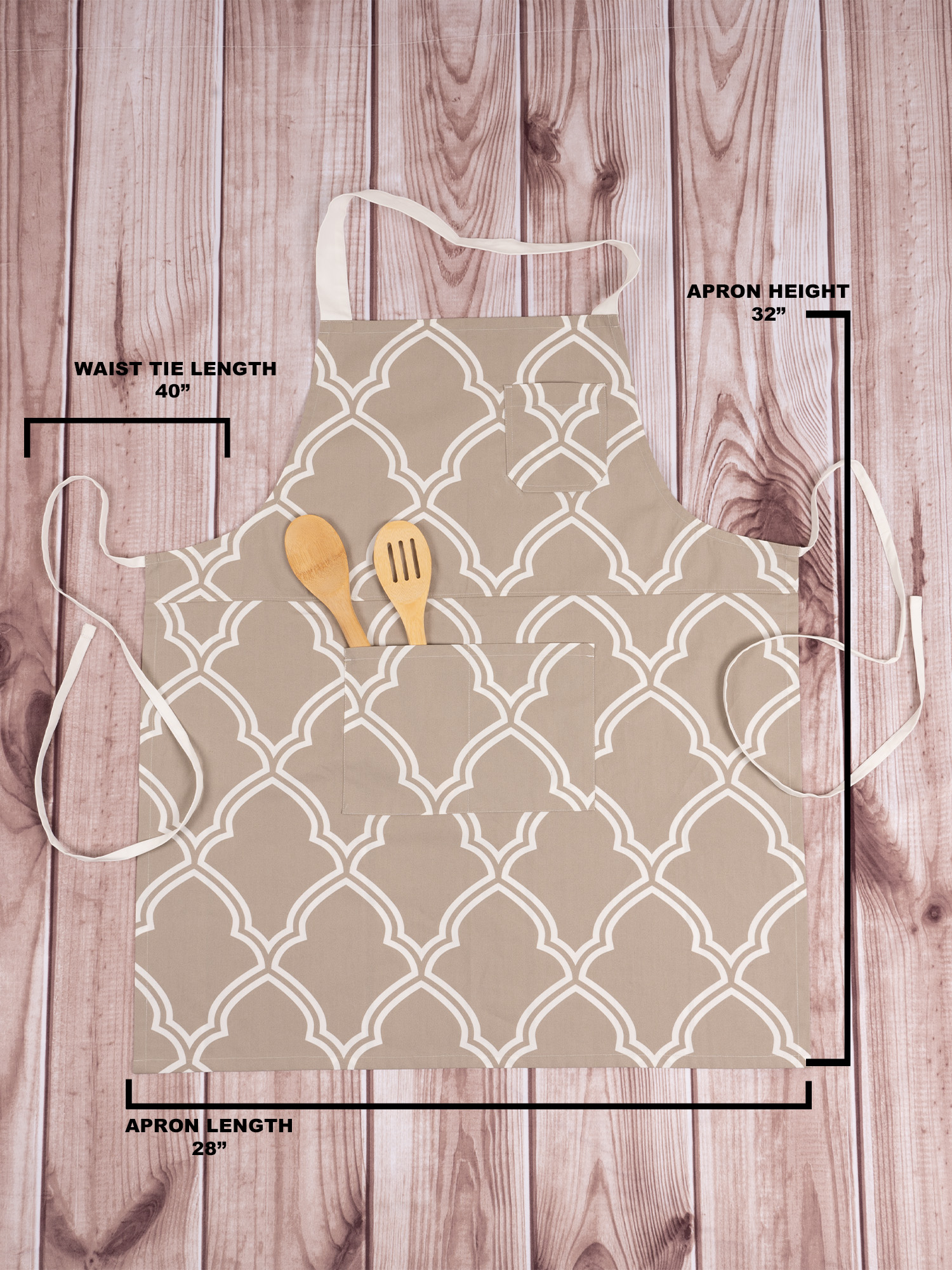 Mainstays Chef Kitchen Bib Apron, 28 in x 32 in, Geometric, with Pockets