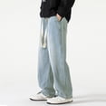 thumbnail image 5 of YUELONGHU Adult Men Casual Pants Cargo Pants for Men Mens High Street Washed Old Jeans Gradual Loose Straight Tube Floor Sweeping Wide Leg Pants, 5 of 5
