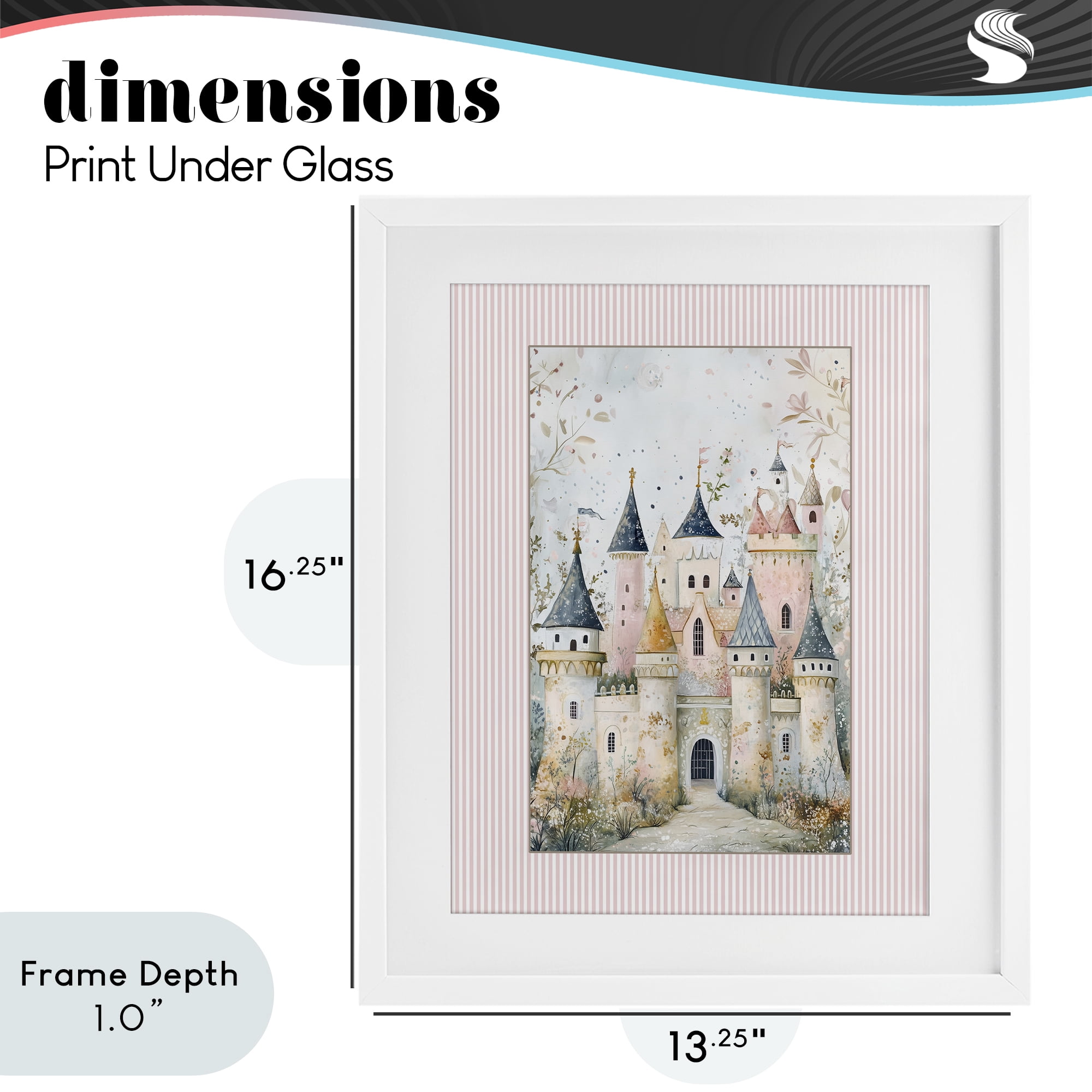 Stupell Industries Enchanted Dreams Castle White Framed Print Under Glass, design by Christine Simpson Art