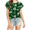 thumbnail image 1 of EQWLJWE Hauts d'Été pour Femmes T-shirt Décontracté Imprimé Col Rond Manches Courtes Blouse, 1 of 5