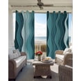 thumbnail image 4 of Abstract Turquoise Moire Blackout Curtains 39 Inches Length, Gradient Coastal Ocean Geometric Window Treatment Thermal Insulated Drapes for Bedroom Living Room 2 Panels 55x39 Inches, 4 of 8