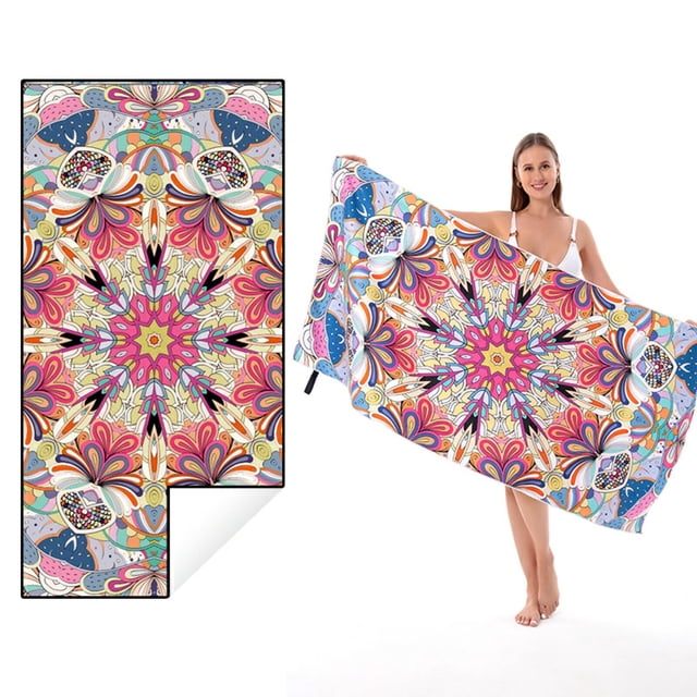 Fiudx Toalla de Playa de Secado Rápido, Microfibra Suave, Resistente a La Arena, Ligera, Compacta, Ideal para Camping, Yoga, Viajes, Multiusos, 150 X 75 Cm.
