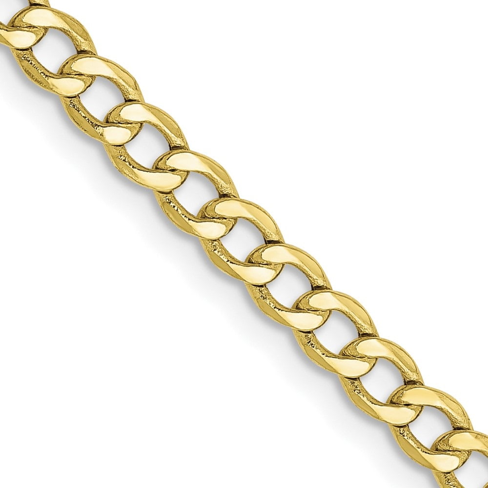 Hollow 10K Yellow Gold 3.35mm Semi-Curb Link Chain 