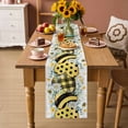thumbnail image 2 of Bee Love Table Runner - 60 Inch Long Daisy Eucalyptus Leaves Rustic Gray Plaid Cotton and Linen Blended Dress Scarves Farmhouse Table Runner for Kitchen Dining, Coffee Table, 13" x 60", 2 of 8