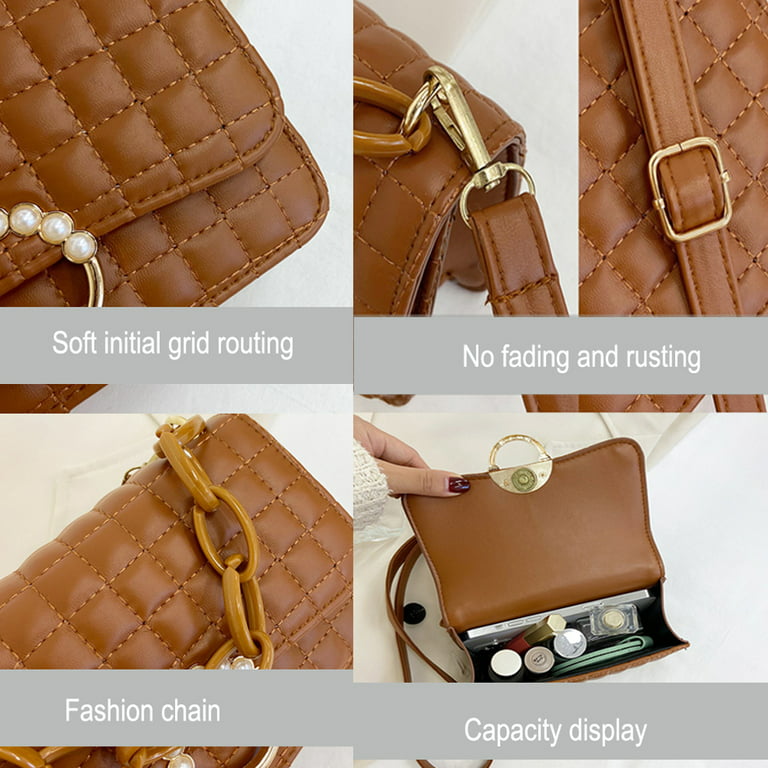 Small Purse - Quilted Crossbody Bag for Women - Gold Chain Clutch