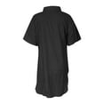 thumbnail image 4 of Boyfriend Shirt Dress for Women Plus Size Cotton Linen Collared Dresses Short Sleeve Button Down Long Shirts Black, 3XL, 4 of 4