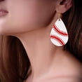 thumbnail image 4 of 3 pares de pendientes de cuero de baloncesto para mujer, pendientes de juego de pelota livianos, pendientes colgantes de cuero con forma de lágrima redonda, 4 of 6