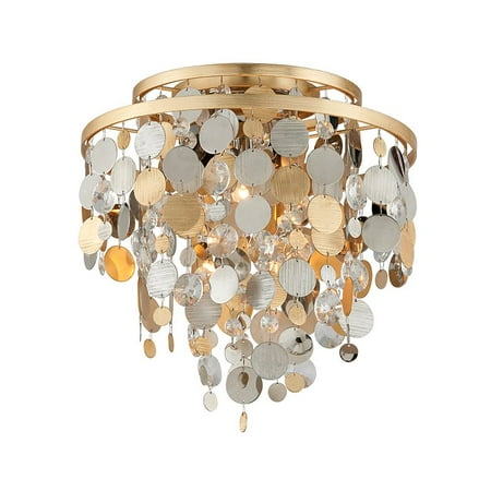 

Corbett Ambrosia 3-Lt Ceiling Flush - Gold & Silver Leaf W/Polish Stainless - 215-33