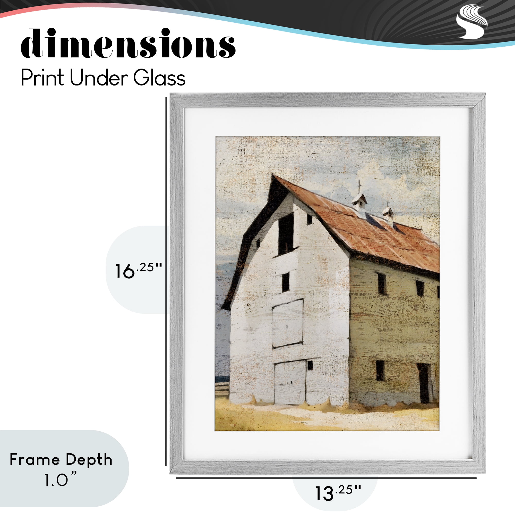 Stupell Industries Rustic Big Barn Red Gray Framed Print Under Glass, design by Susan Jill