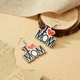 thumbnail image 6 of fuyuli Mother's Day Father's Day Wood Earrings, Mother's Day Wood Earrings Pair,"I LOVE MOM or DAD" Letter Wooden Round Dangle Earrings(I LOVE MOM), 6 of 6