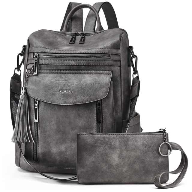 Mochila Shrie Fashion de piel para mujer, color negro