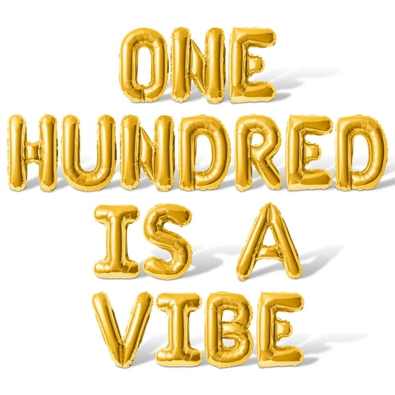 Letter Balloons - ONE HUNDRED IS A VIBE 16" Inch Alphabet Letters Foil Mylar Balloon 100th Birthday Party Banner (Gold)