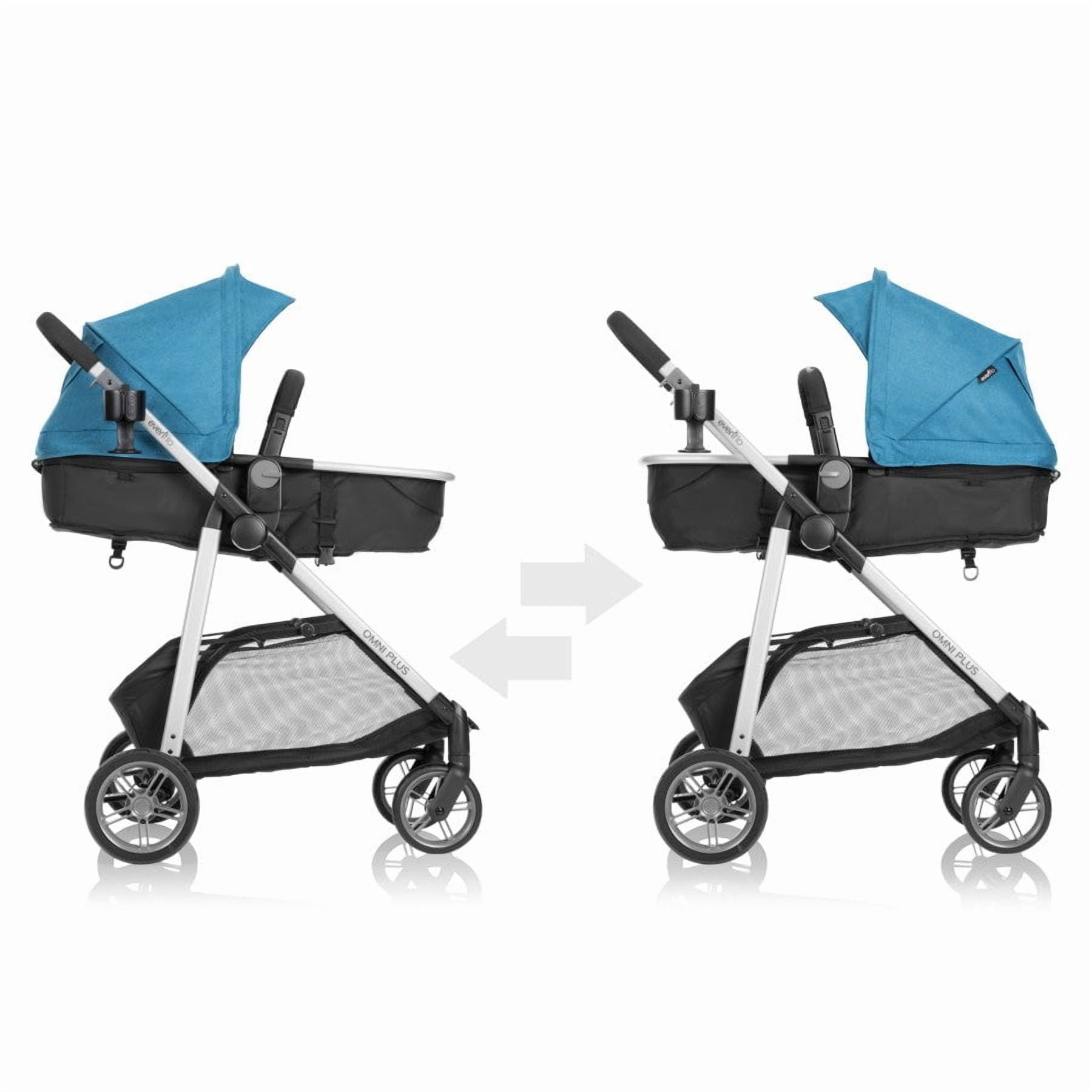Evenflo Omni Plus Modular Travel System with LiteMax Sport Rear-Facing Infant Car Seat (Brizo Pink), Girl
