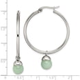thumbnail image 6 of Stainless Steel Polished With Green Aventurine Bead Hoop Earrings Made In China sre802, 6 of 6