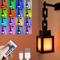 Pixelated Lantern Night Light, 2026 Gift LED 16 Colors Change Hanging Lantern Lamp from Minecraft - Rechargeable Wall Tabletop Night Lights for Gamer Boys Girls Man Bedroom Game Room Wall Decor（XX）