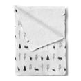 thumbnail image 2 of Forest Soft Flannel Fleece Blanket, Scandinavian Doodle of Reindeers and Foxes in the Woodland Trees Nature, Cozy Plush for Indoor and Outdoor Use, 50" x 70", Dark Taupe Grey White, by Ambesonne, 2 of 5