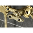 thumbnail image 4 of Kingston Brass KS2442ALBS Heritage Double-Handle Wall-Mount Bridge Kitchen Faucet with Brass Sprayer, Polished Brass, 4 of 7