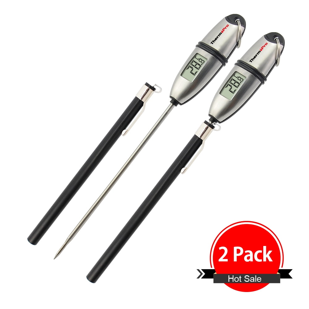 ThermoPro TP02S Instant Read Digital Meat Thermometer for Kitchen Grill  Oven BBQ Smoker, 2 Pack (Batteries Included)